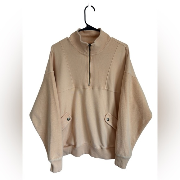 aerie Tops - Aerie Pullover Peach Quarter-Zip Turtleneck Oversized Size M Unisex